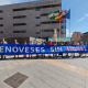 Miembros de la plataforma 'Genoveses sin hotel' y de asociaciones ecologistas se concentran frente a la Ciudad de la Justicia. EUROPA PRESS