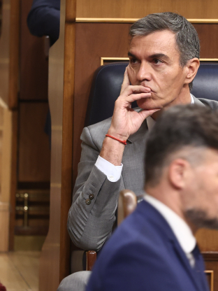 Pedro Sánchez, presidente del Gobierno, este viernes en el Congreso de los Diputados. 