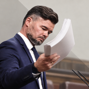 El portavoz de ERC en el Congreso, Gabriel Rufián | Ilustración DEMÓCRATA / Europa Press