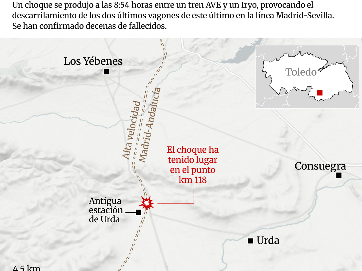 EuropaPress 7874641 mapa localizacion accidente estacion urda toledo dos trenes colisionado