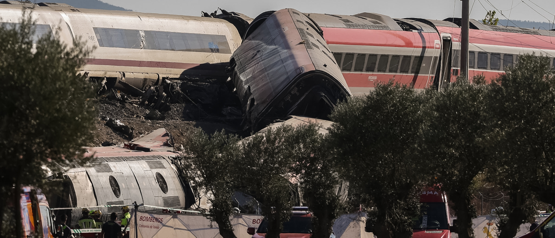 Imagen de la magnitud del accidente ferroviario en Urda (Toledo). Foto: Europa Press. 