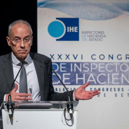 El secretario de Estado de Hacienda, Jesús Gascón, durante su intervención en el XXXVI Congreso de Inspectores de Hacienda del Estado, en Toledo. ASOCIACIÓN DE INSPECTORES DE HACIENDA