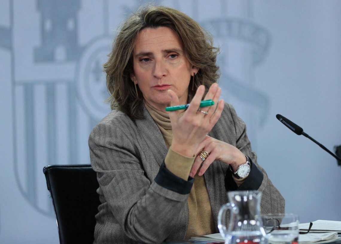 La vicepresidenta de Transición Ecológica, Teresa Ribera, durante una rueda de prensa en Moncloa