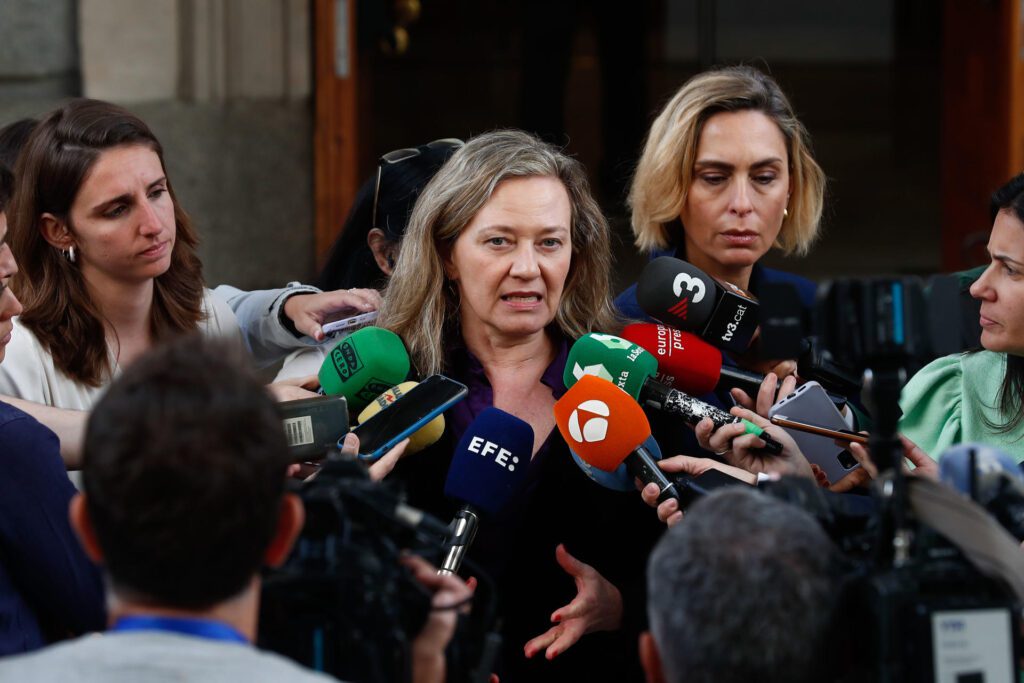 La delegada del Gobierno contra la Violencia de Género, Victoria Rosell, ofrece declaraciones a los medios. Fuente EFE