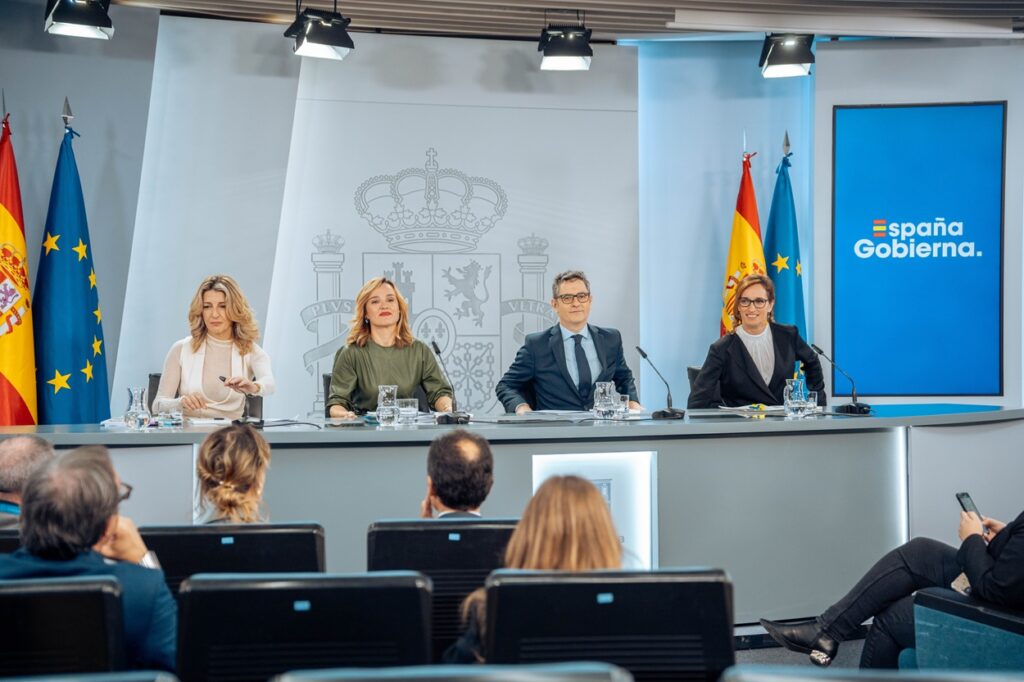 Imagen de la rueda de prensa posterior al Consejo de Ministros. Fuente Gabriel Luenga/ EuropaPress.