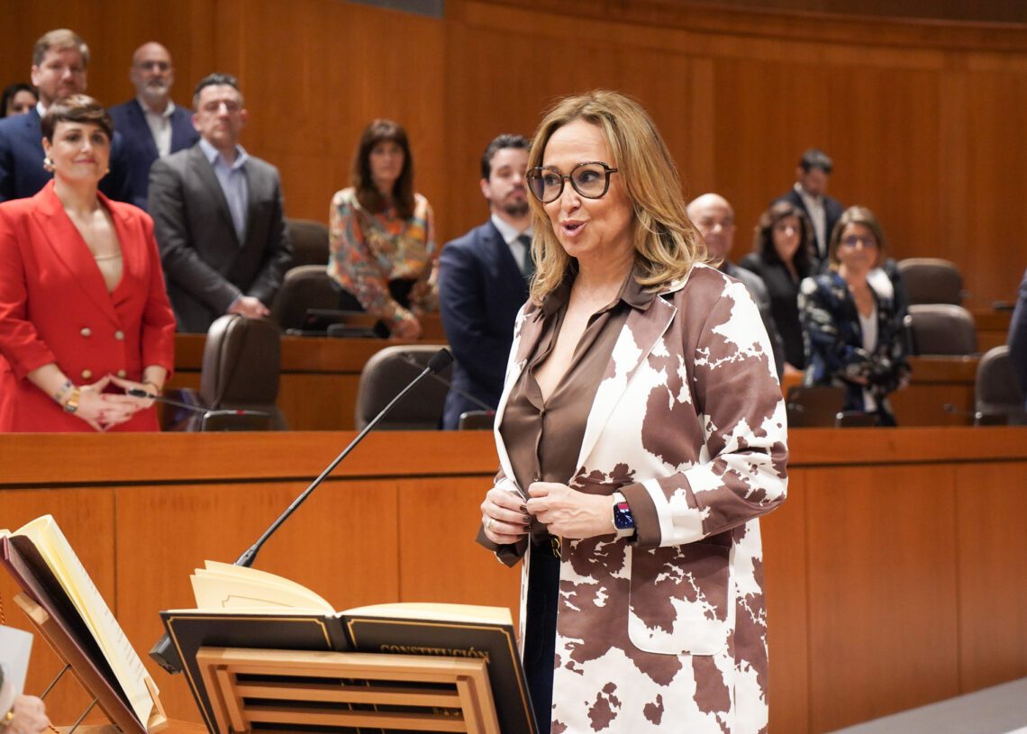 La diputada autonómica y nueva senadora por las Cortes de Aragón, Mayte Pérez, tras su designación en el pleno del 27 de marzo de 2025 | CORTES DE ARAGÓN