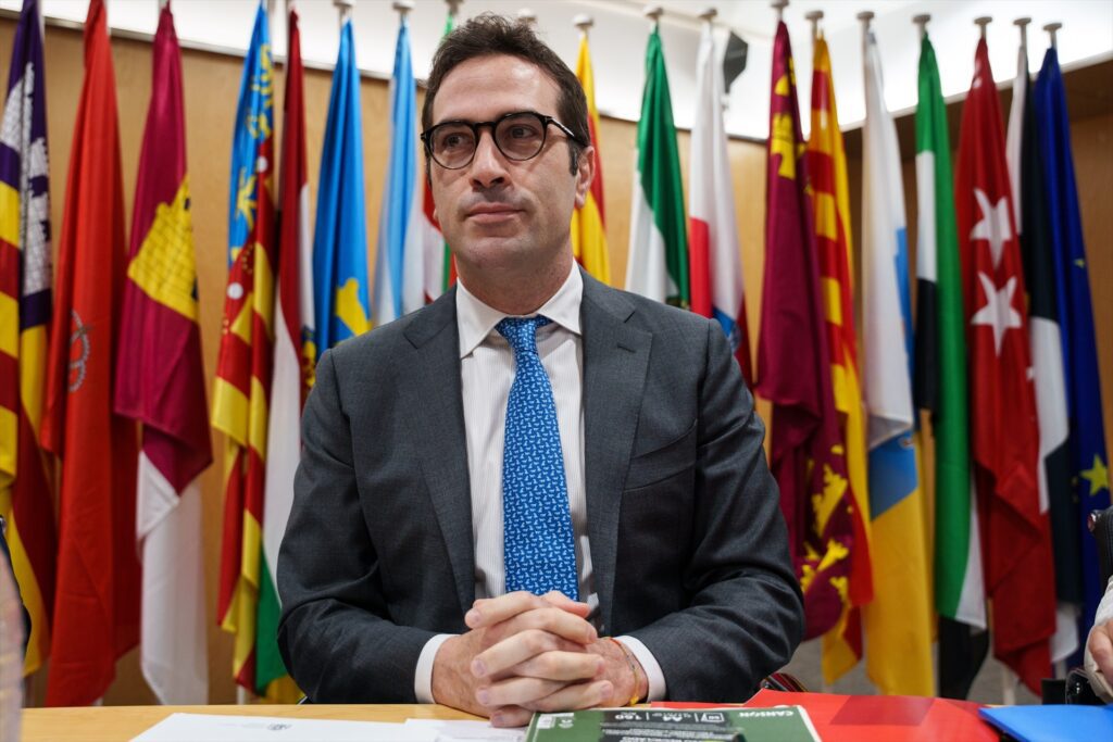 El ministro de Economía, Carlos Cuerpo, durante el Consejo Interterritorial de Internacionalización, en la sede del Ministerio, a 19 de mayo de 2025, en Madrid (España) | Matías Chiofalo (Europa Press).