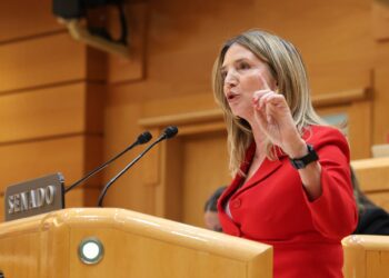 La portavoz del PP en el Senado, Alicia García, durante el pleno del Senado del pasado 9 de abril de 2025 | MARTA FERNÁNDEZ (EUROPA PRESS)