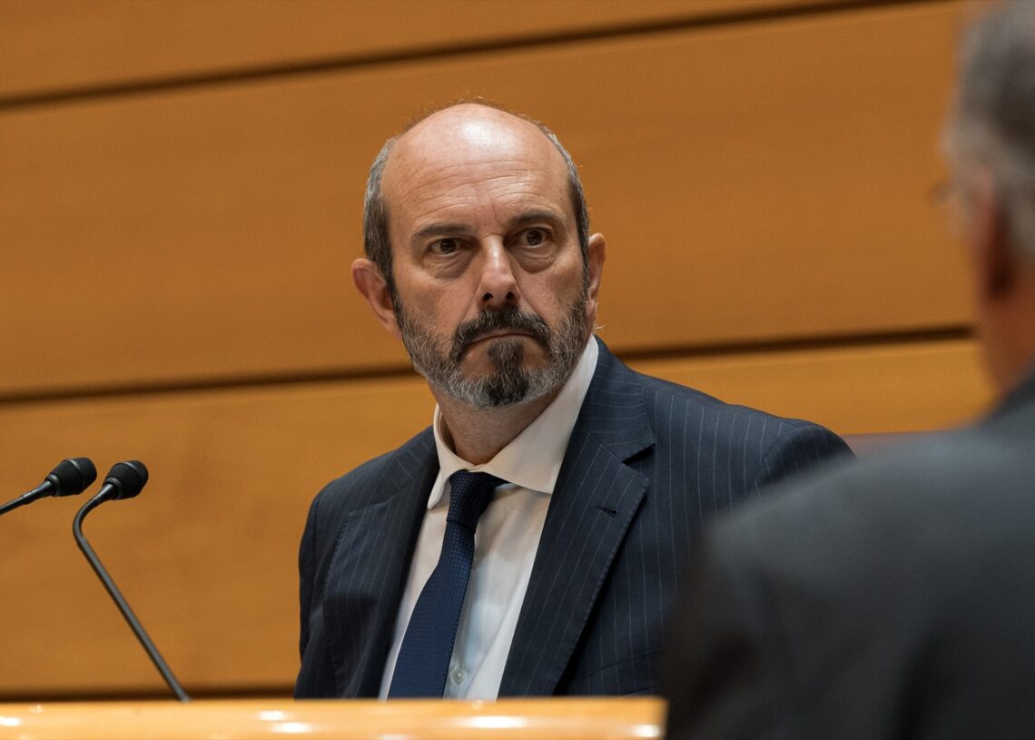 El presidente del Senado, Pedro Rollán, en un momento del pleno celebrado hoy, 21 de mayo de 2025 | DIEGO RADAMÉS (EUROPA PRESS)