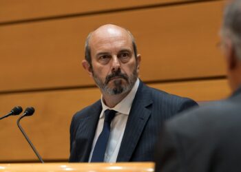 El presidente del Senado, Pedro Rollán, en un momento del pleno celebrado hoy, 21 de mayo de 2025 | DIEGO RADAMÉS (EUROPA PRESS)