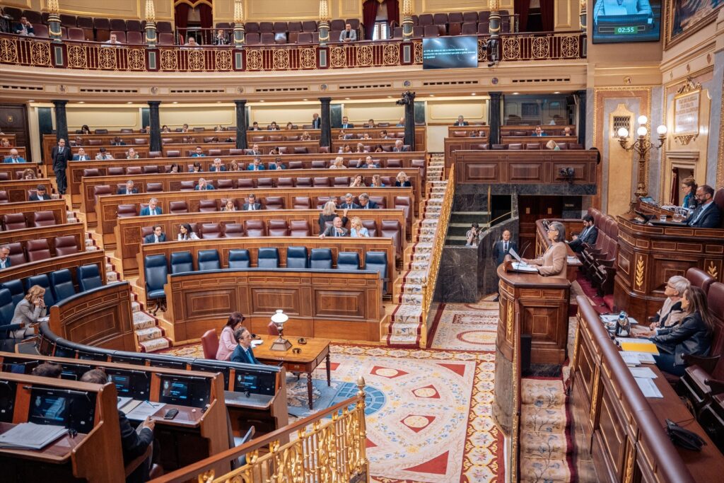 Imagen de archivo de la diputada del PSOE, María Adrio, durante una sesión plenaria en el Congreso de los Diputados | Gabriel Luengas (Europa Press).