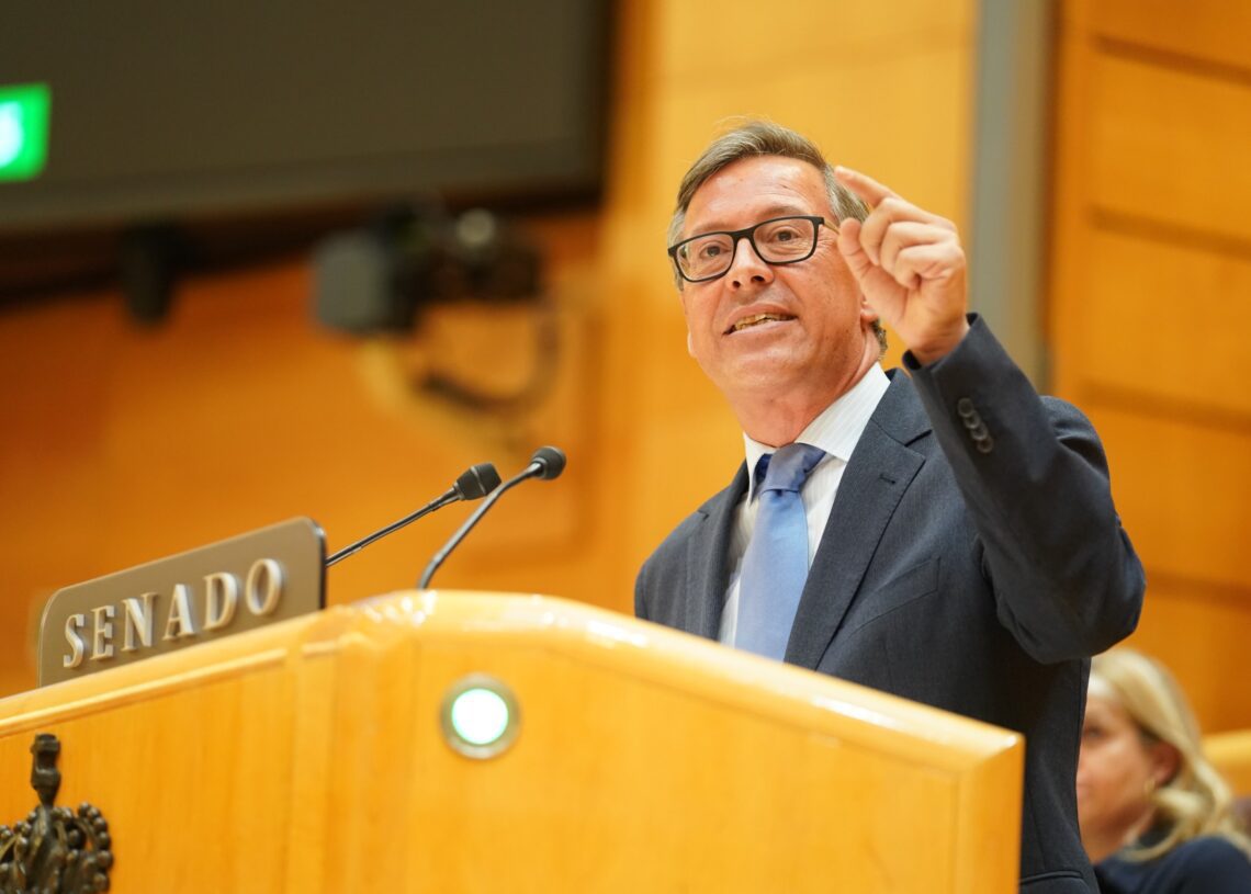 El secretario general del PP de Madrid y senador designado por la Asamblea, Alfonso Serrano, durante el debate de toma en consideración de las reformas del Reglamento del Senado | GRUPO PP SENADO