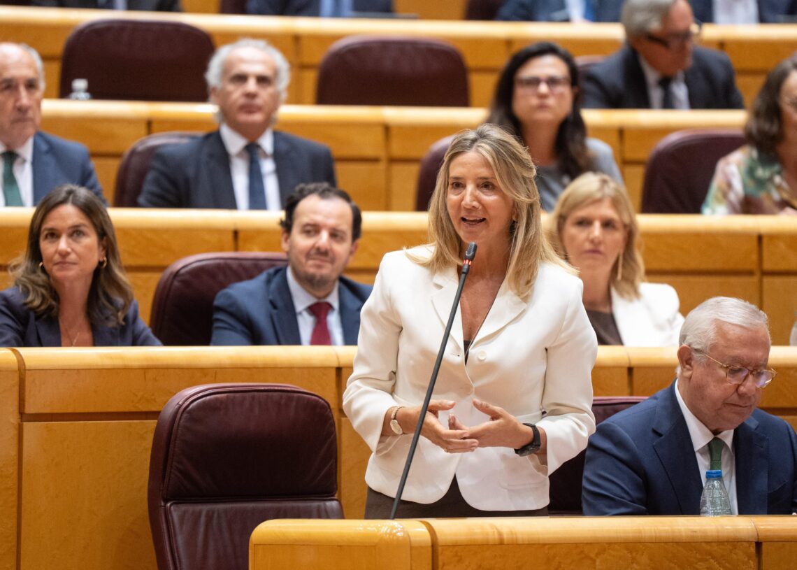 La portavoz del PP en el Senado, Alicia García, durante la sesión de control al Gobierno del 17 de junio de 2025 | PP SENADO