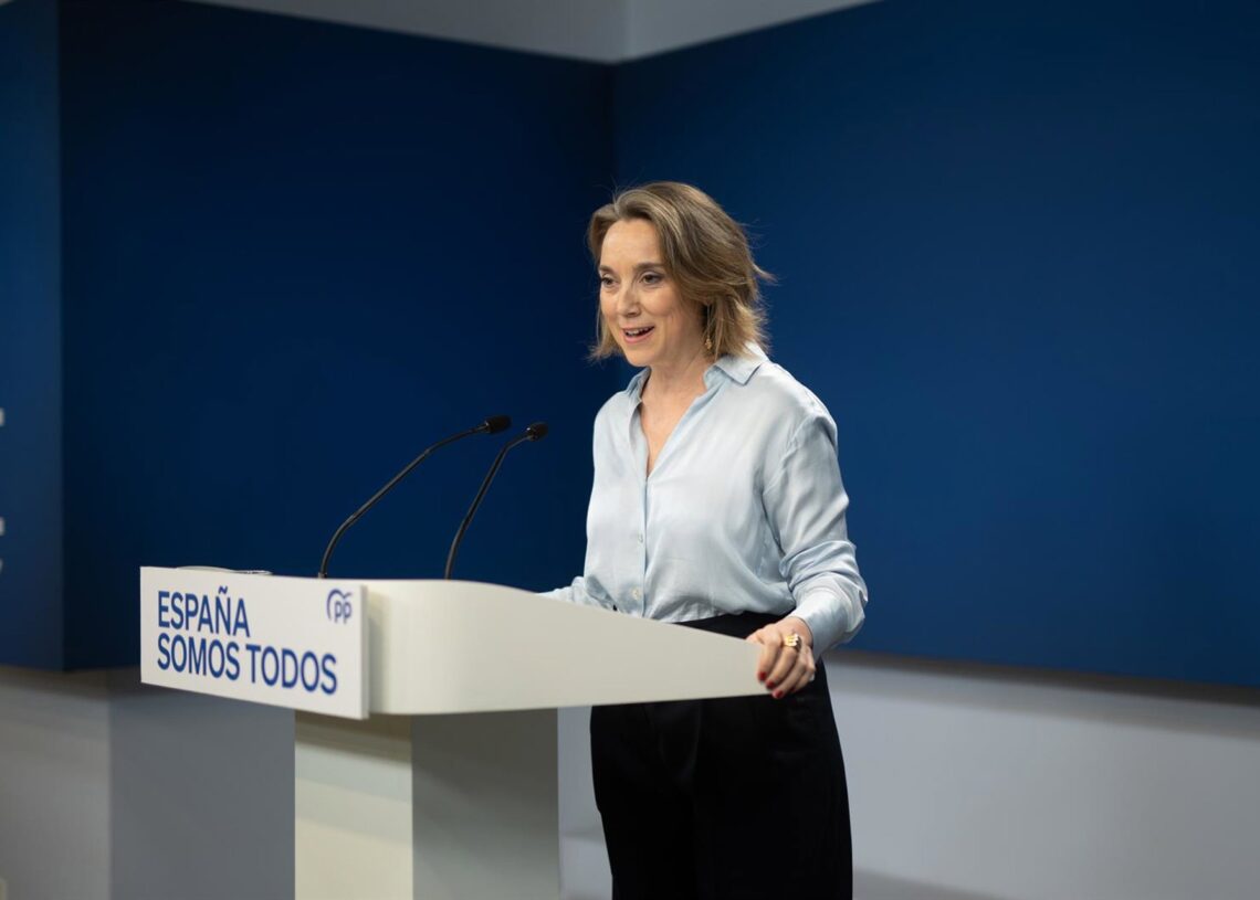 Archivo - La secretaria general del PP, Cuca Gamarra, durante una rueda de prensa, en la sede del PP, a 24 de enero de 2025, en Madrid (España). Alejandro Martínez Vélez - Europa Press - Archivo