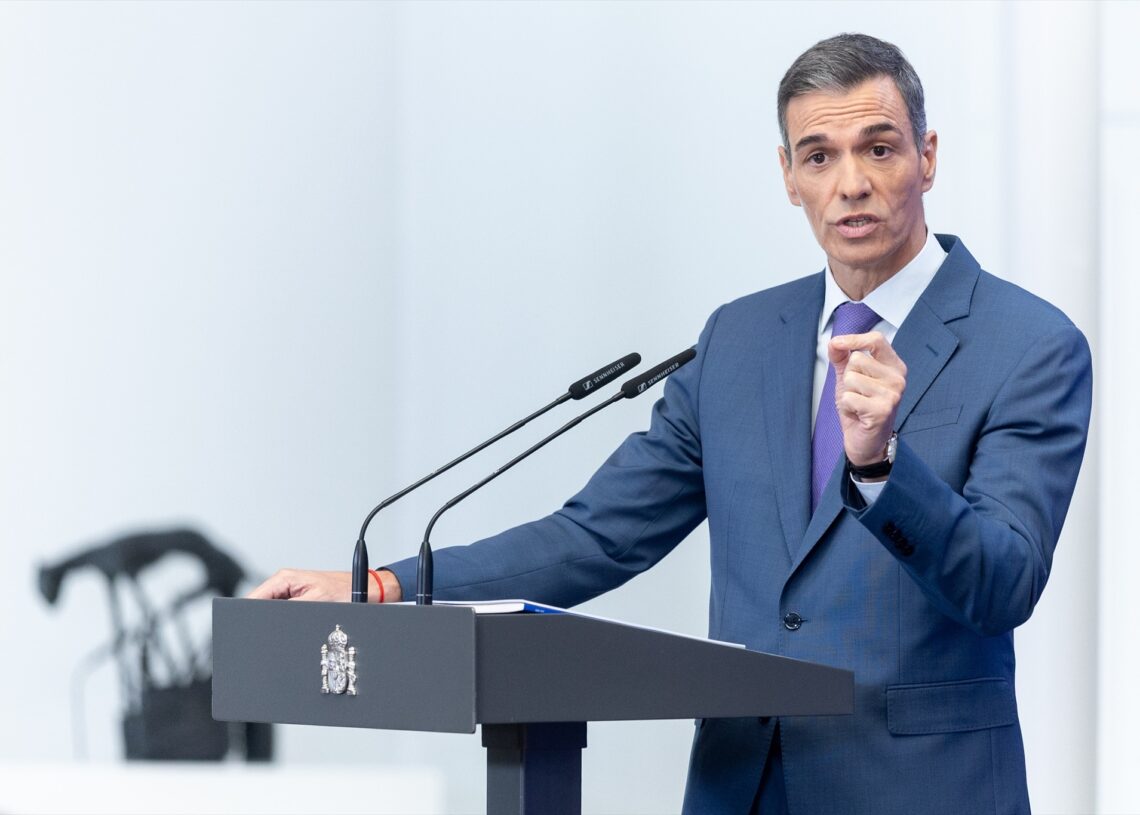 El presidente del Gobierno, Pedro Sánchez, comparece ante los medios de comunicación para hacer balance del curso político, a 28 de julio de 2025, en Madrid | Eduardo Parra / Europa Press