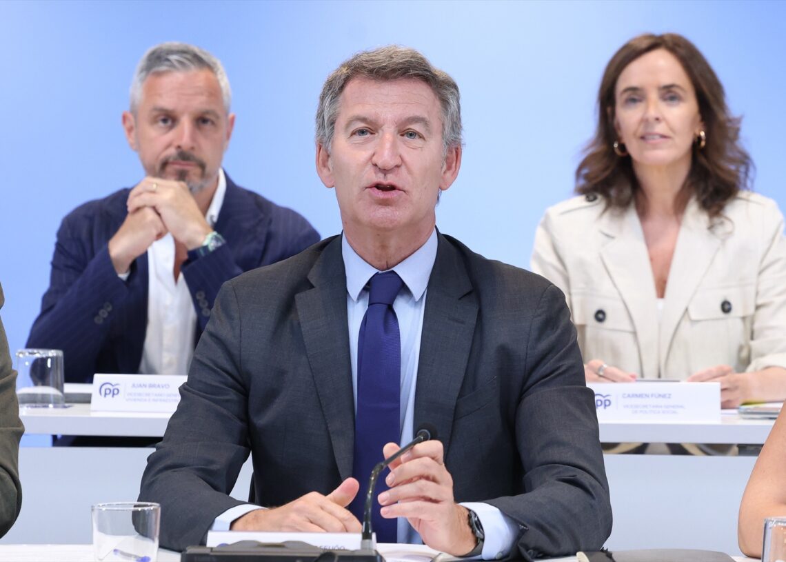 (Foto de ARCHIVO)
El presidente del Partido Popular, Alberto Núñez Feijóo, preside la reunión del Comité Ejecutivo Nacional del partido | MARTA FERNÁNDEZ (EP)