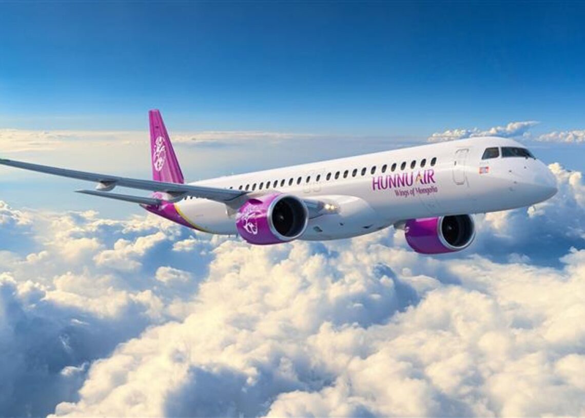 Archivo - Embraer E195-E2 de Hunnu Air.AZORRA/EMBRAER - Archivo