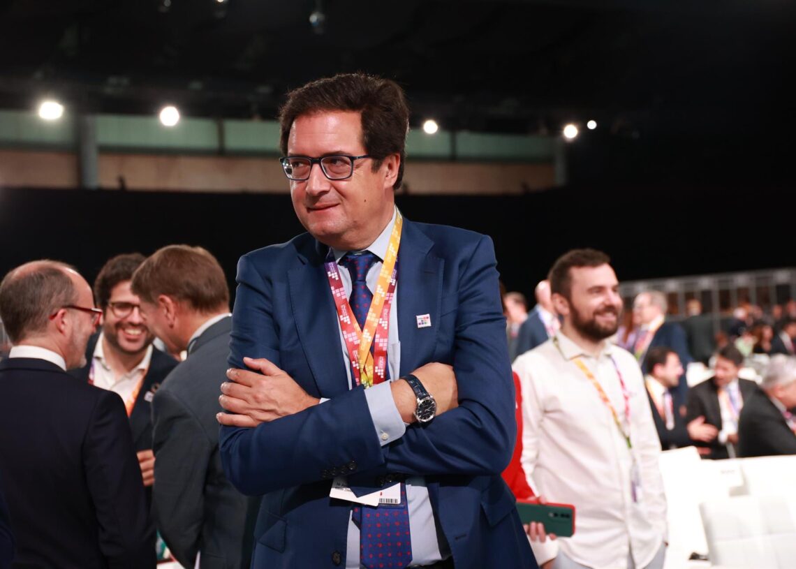 El ministro para la Transformación Digital y de la Función Pública, Óscar López, durante la inauguración de la IV Conferencia Internacional para la Financiación al Desarrollo de la ONU. Rocío Ruz - Europa Press