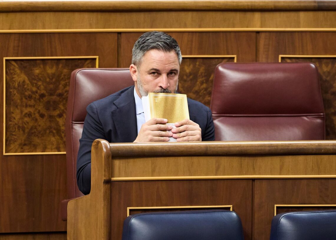 El presidente de Vox, Santiago Abascal, durante el pleno extraordinario en el Congreso de los diputados, a 8 de julio de 2025, en Madrid (España).Jesús Hellín - Europa Press