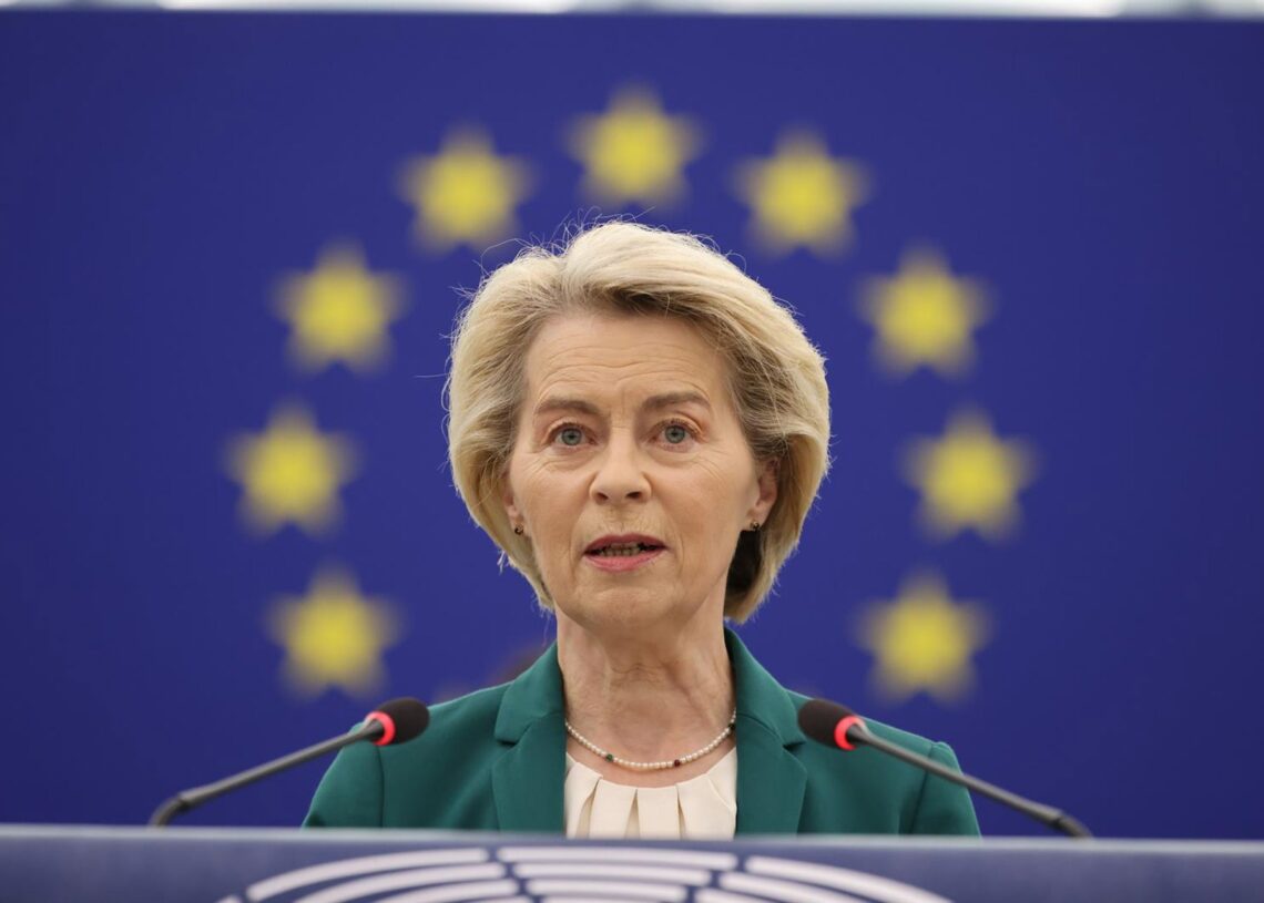 08 July 2025, France, Strassburg: The President of the European Commission, Ursula von der Leyen speaks in the plenary session of the European Parliament. Photo: Philipp von Ditfurth/dpaPhilipp von Ditfurth/dpa