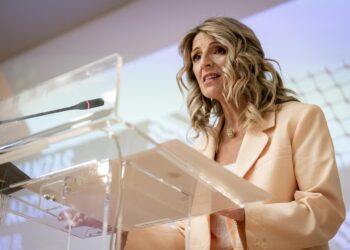 La vicepresidenta segunda del Gobierno y ministra de Trabajo y Economía Social, Yolanda Díaz durante el acto ‘Alianzas y acciones ante el genocidio en Palestina’, en la Casa Árabe de Madrid, a 23 de julio de 2025, en Madrid (España). A. Pérez Meca - Europa Press