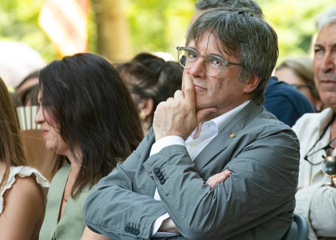 Archivo - El expresidente de la Generalitat, Carles Puigdemont, durante el acto de celebración del cuarto aniversario de la fundación de Junts en Amélie-les-Bains-Palalda (Francia). Foto de archivoGlòria Sánchez - Europa Press - Archivo