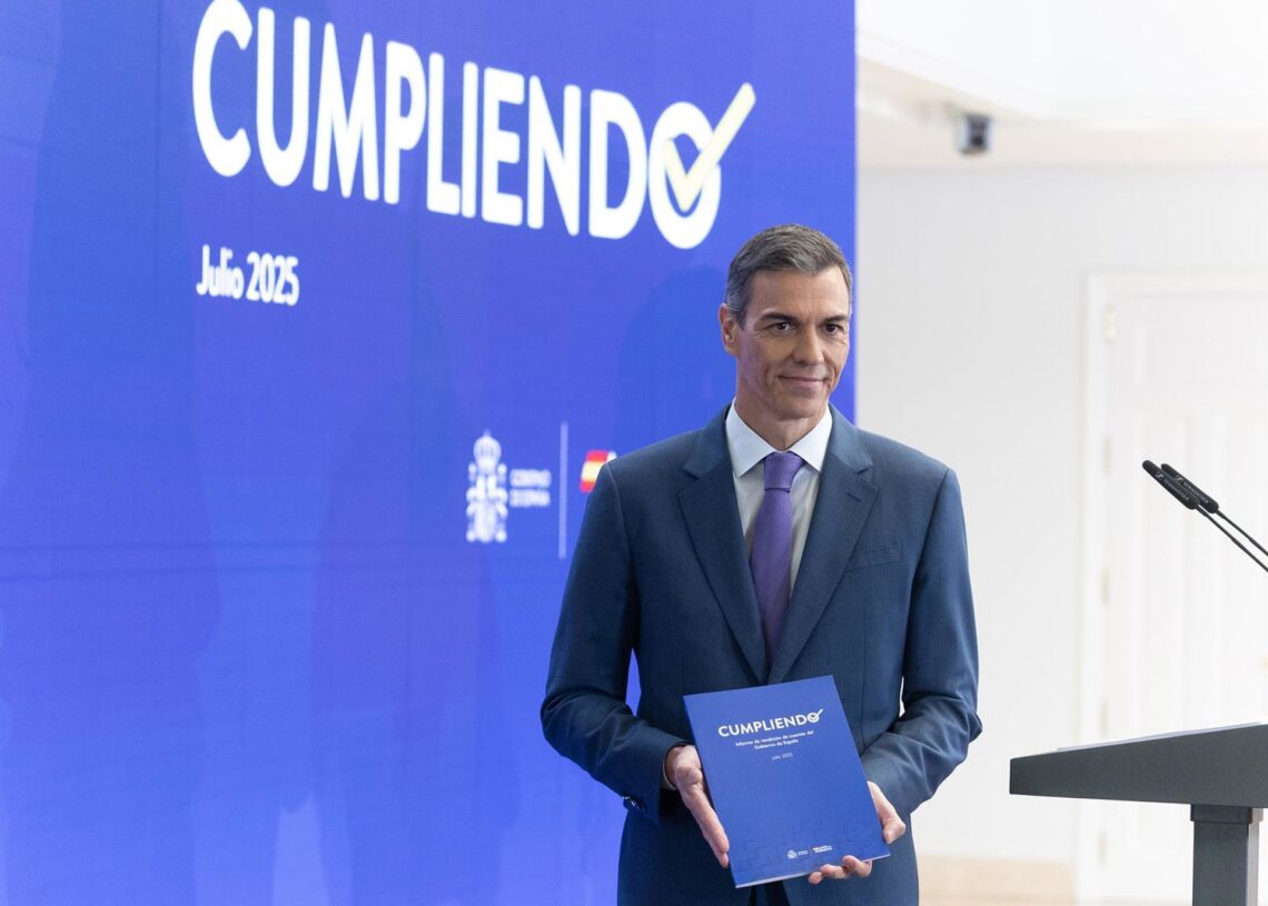 El presidente del Gobierno, Pedro Sánchez, comparece ante los medios de comunicación para hacer balance del curso político, a 28 de julio de 2025, en Madrid (España).Eduardo Parra - Europa Press
