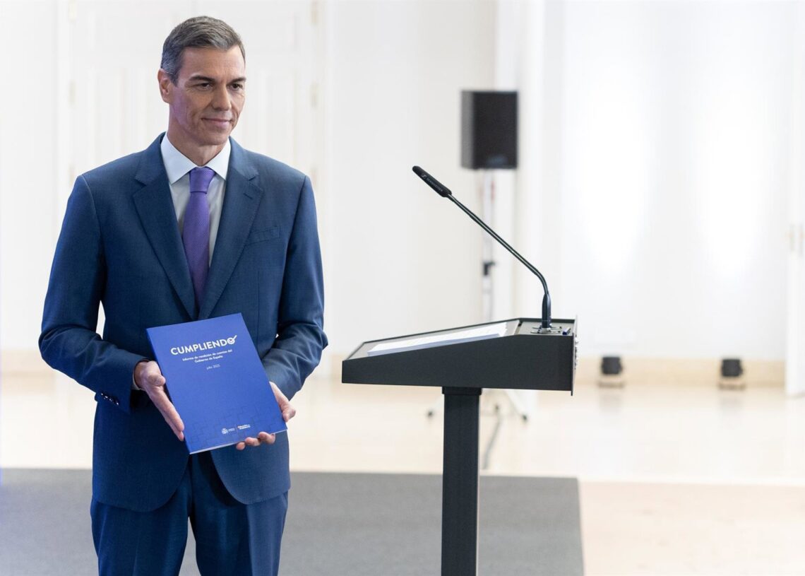 El presidente del Gobierno, Pedro Sánchez, comparece ante los medios de comunicación para hacer balance del curso político, a 28 de julio de 2025, en Madrid (España).Eduardo Parra - Europa Press