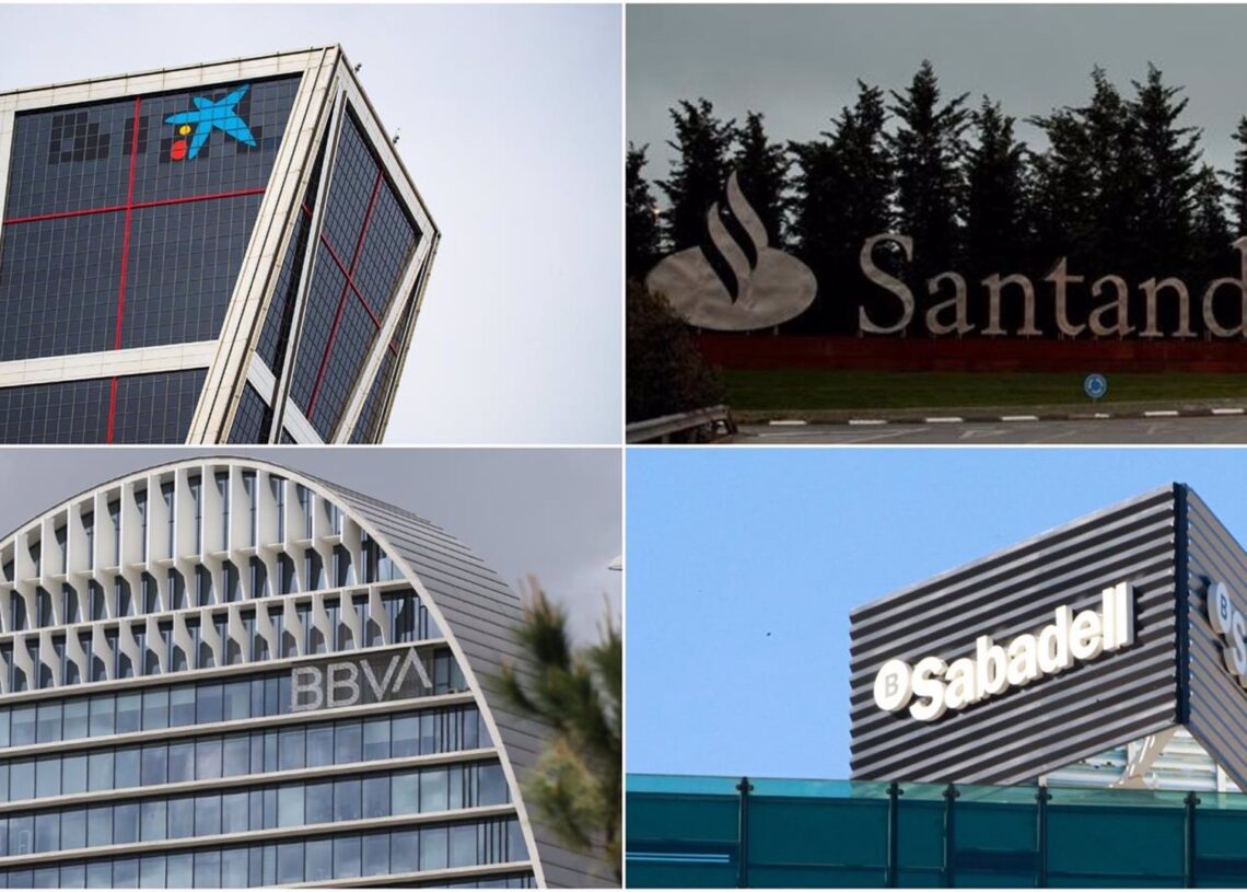 Archivo - Logos de CaixaBank, Banco Santander, BBVA y Banco SabadellEUROPA PRESS - Archivo
