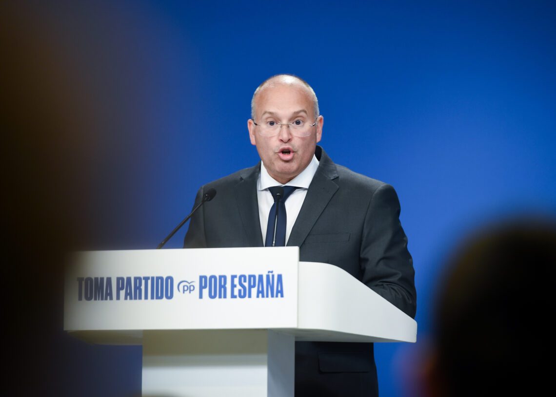 El nuevo secretario general del PP, Miguel Tellado, durante una rueda de prensa posterior a la reunión del Comité de Dirección del PP, en la sede del partido, a 7 de julio de 2025, en Madrid (España). Gustavo Valiente / Europa Press