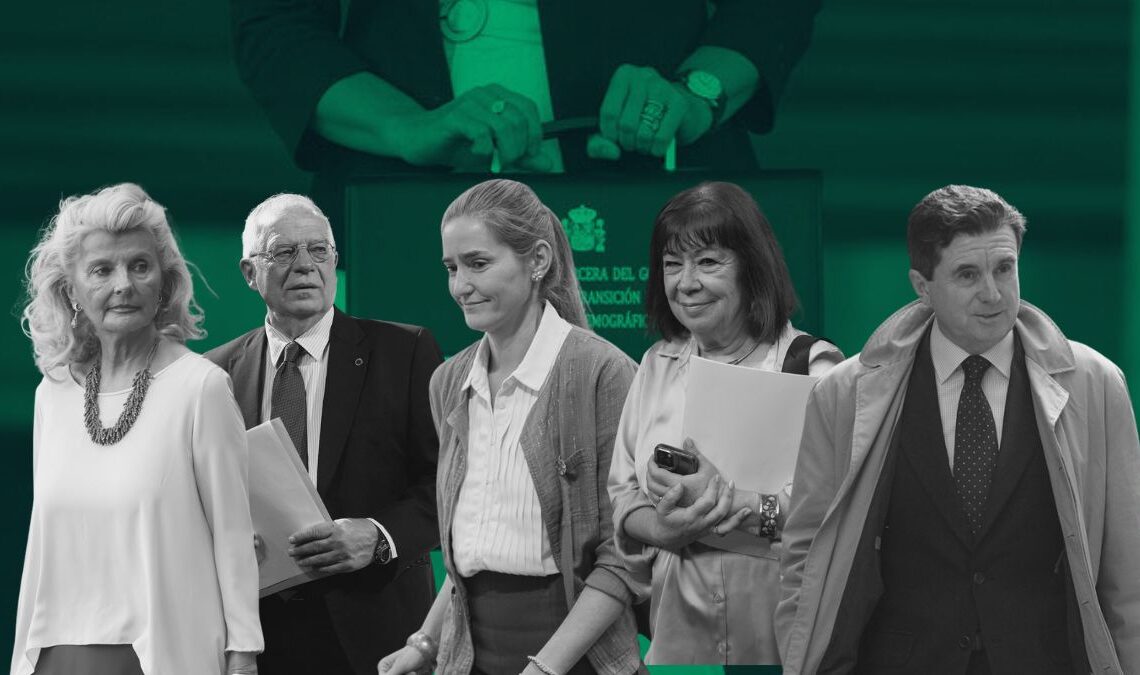 Isabel Tocino (PP), Josep Borrell (PSOE), Sara Aagesen (PSOE), Cristina Narbona (PSOE) y Jaume Matas (PP) | LUCÍA GUTIÉRREZ