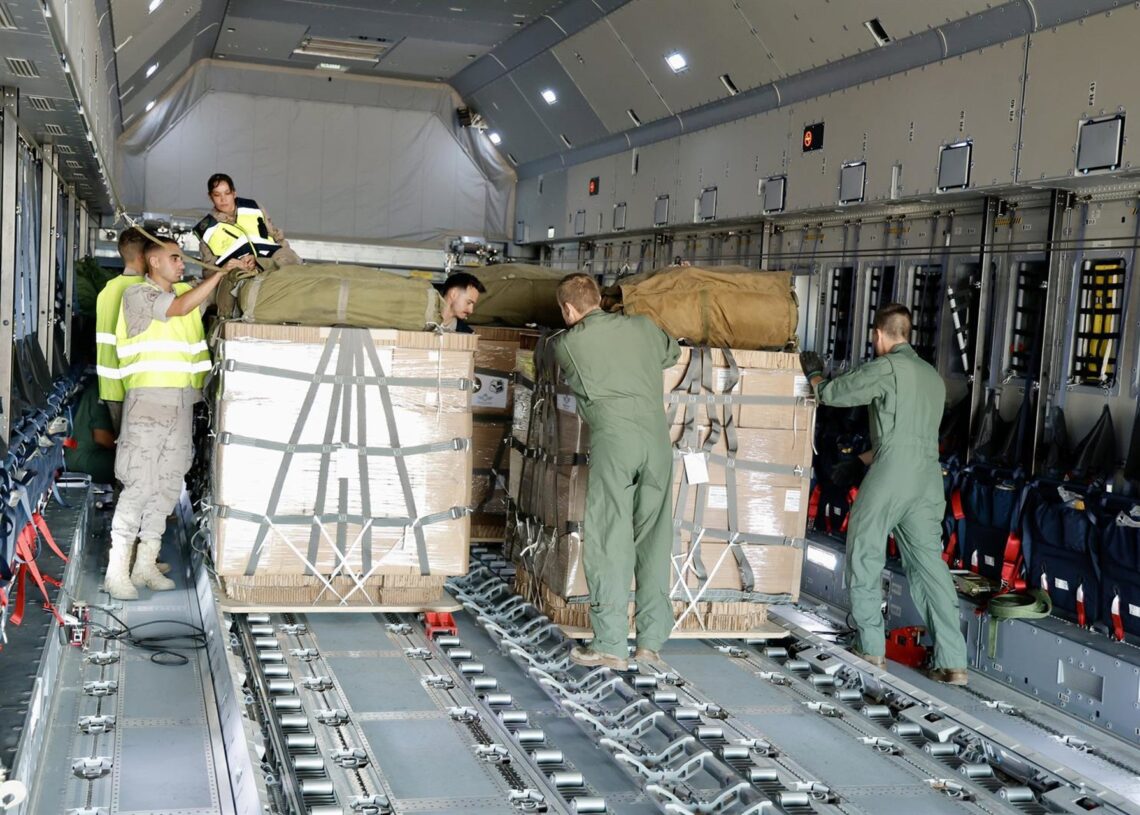 Avión del Ejército del Aire y del Espacio con ayuda humanitaria para Gaza.GABJEMA