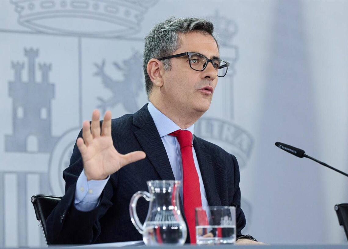 El ministro de la Presidencia, Félix Bolaños, durante una rueda de prensa tras el Consejo de Ministros, en el Palacio de la Moncloa, a 22 de julio de 2025, en Madrid (España). Jesús Hellín - Europa Press