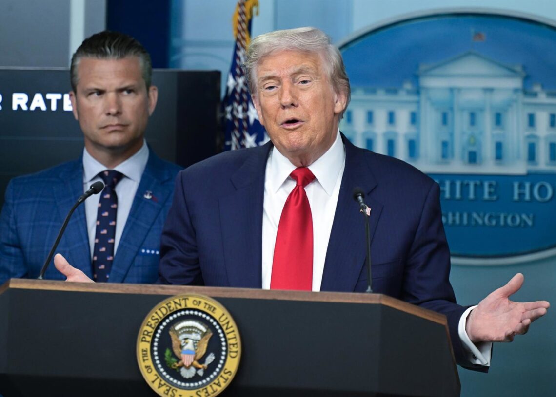 August 11, 2025, Washington, District Of Columbia, USA: United States President Donald J Trump holds a press conference in the James S Brady Press Briefing Room of the White House in Washington, DC, USA, on Monday, August 11, 2025.Ron Sachs / Zuma Press / ContactoPhoto