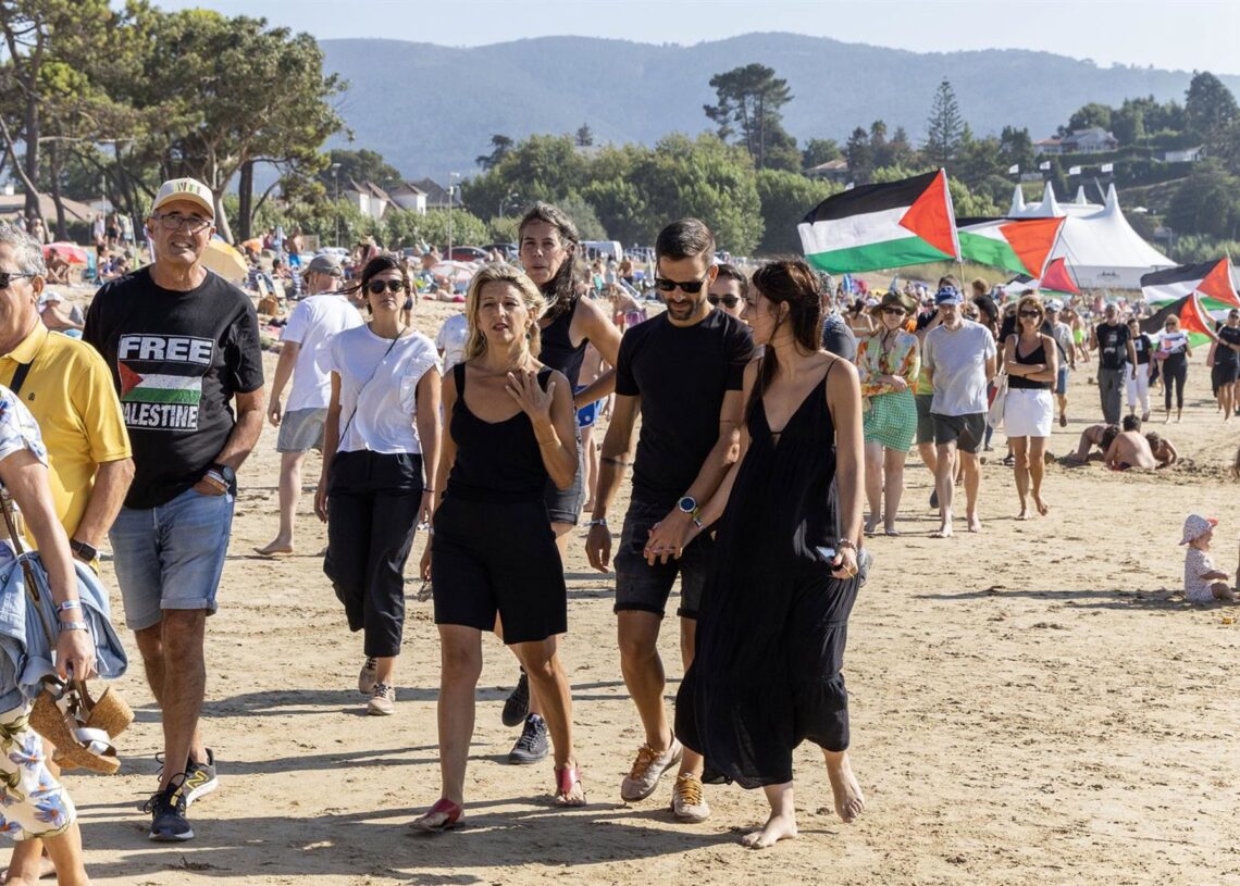 Díaz participa en una marcha en apoyo a Palestina.ADRIÁN IRAGO/EUROPA PRESS
