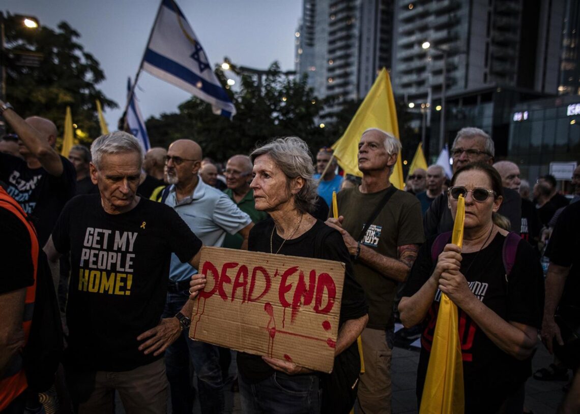 Protestas para presionar al Gobierno israelí a que alcance un acuerdo de alto el fuego en la Franja de Gaza para liberar a los rehenesEuropa Press/Contacto/Eyal Warshavsky