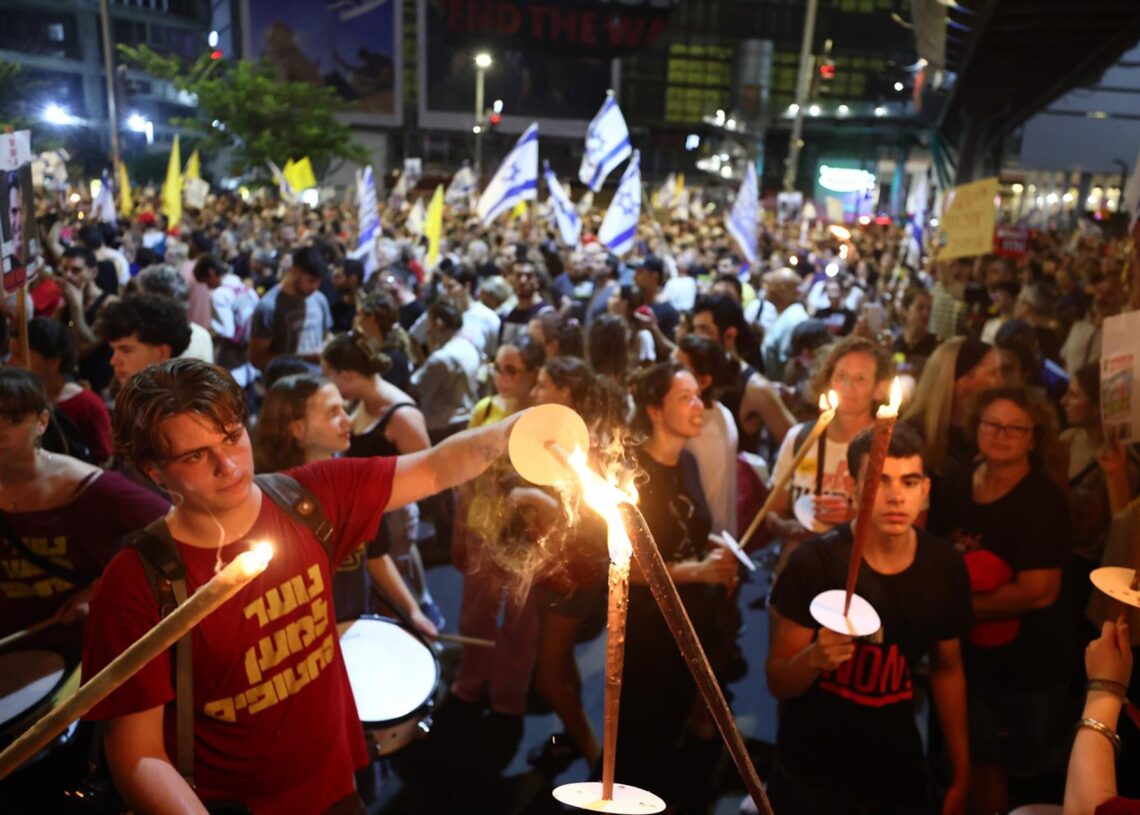 Imagen de archivo de una protesta en Tel Aviv para exigir la liberación de los rehenes Europa Press/Contacto/Jamal Awad