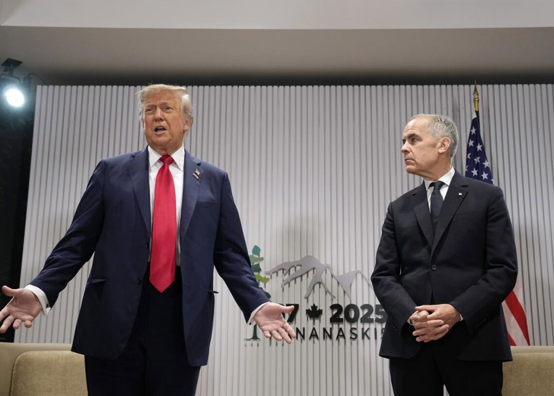 Archivo - El presidente de Estados Unidos, Donald Trump, y el primer ministro de Canadá, Jay CarneyAdrian Wyld/Canadian Press via Z / DPA - Archivo