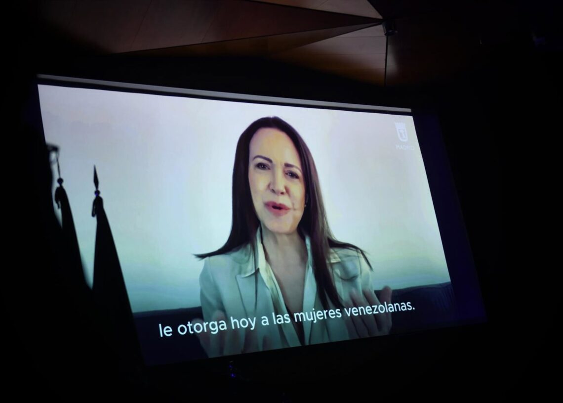 Archivo - La líder opositora venezolana María Corina Machado interviene de manera telemática durante el acto institucional conmemorativo del Día Internacional de la Mujer en MadridFernando Sánchez - Europa Press - Archivo