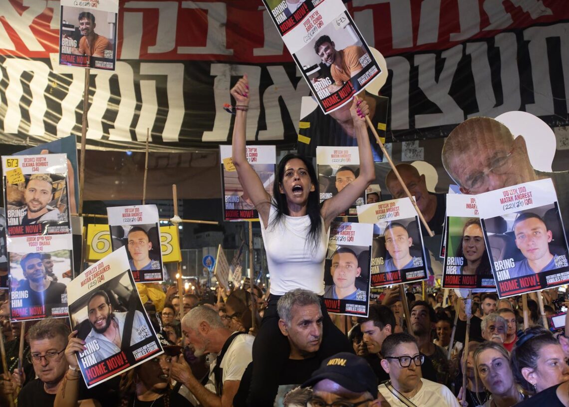 Einav Zangauker durante una manifestación a favor de un acuerdo para la liberación de los rehenes de la Franja de GazaEuropa Press/Contacto/Yael Guisky Abas