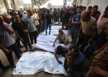 Palestinos junto a los cadáveres de varias personas muertas a manos del Ejército de Israel cuando intentaban obtener ayuda humanitaria en la Franja de Gaza (archivo)Omar Ashtawy/APA Images via ZUMA / DPA
