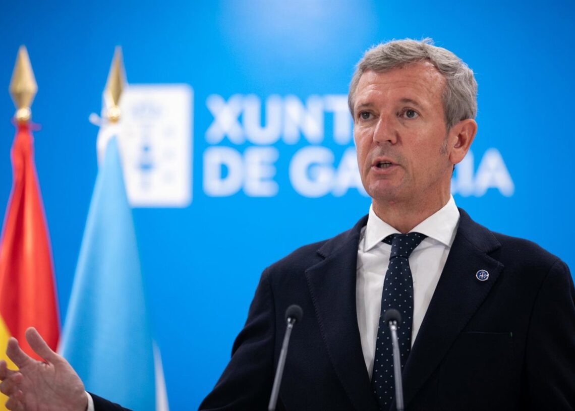 El presidente de la Xunta, Alfonso Rueda, comparece ante los medios.ANA VARELA