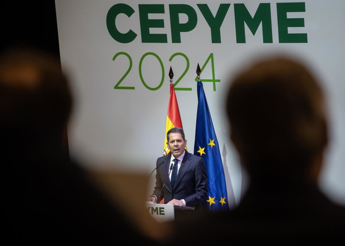 Archivo - El presidente de Cepyme, Gerardo Cuerva, interviene durante la clausura del acto de entrega de los 'XI Premios Cepyme 2024', a 5 de marzo de 2025, en Madrid (España). Alejandro Martínez Vélez - Europa Press - Archivo