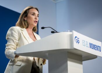 (Foto de ARCHIVO)
La secretaria general del Partido Popular, Cuca Gamarra, comparece en rueda de prensa tras las reunión del Comité de Dirección del Partido Popular, en la sede del partido en calle Génova, a 9 de agosto de 2023, en Madrid (España) | A. PÉREZ MECA