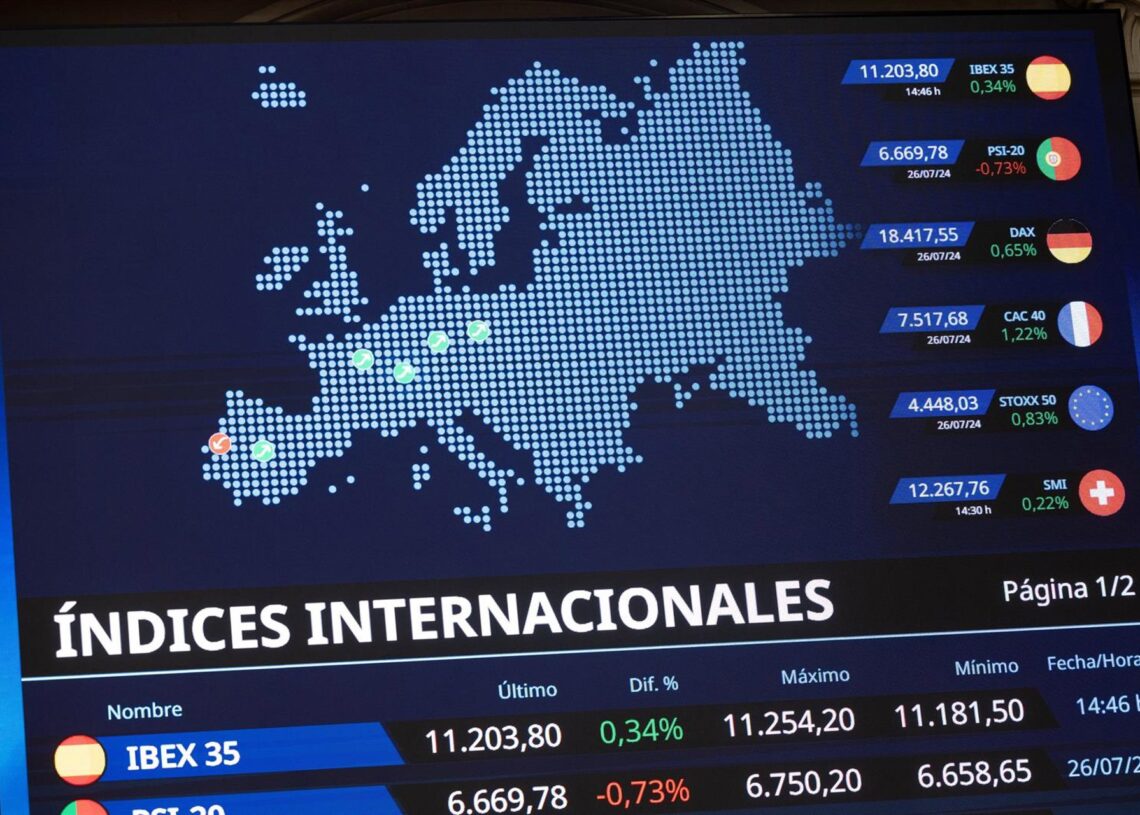 Archivo - Un panel del Ibex 35, en el Palacio de la Bolsa, a 29 de julio de 2024, en Madrid (España).Eduardo Parra - Europa Press - Archivo