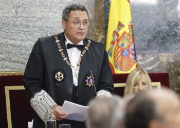 El fiscal general del Estado,  Álvaro García Ortiz durante el tradicional acto de apertura del año judicial celebrado este viernes en el Tribunal Supremo en Madrid. EFE/Chema Moya POOLCHEMA MOYA