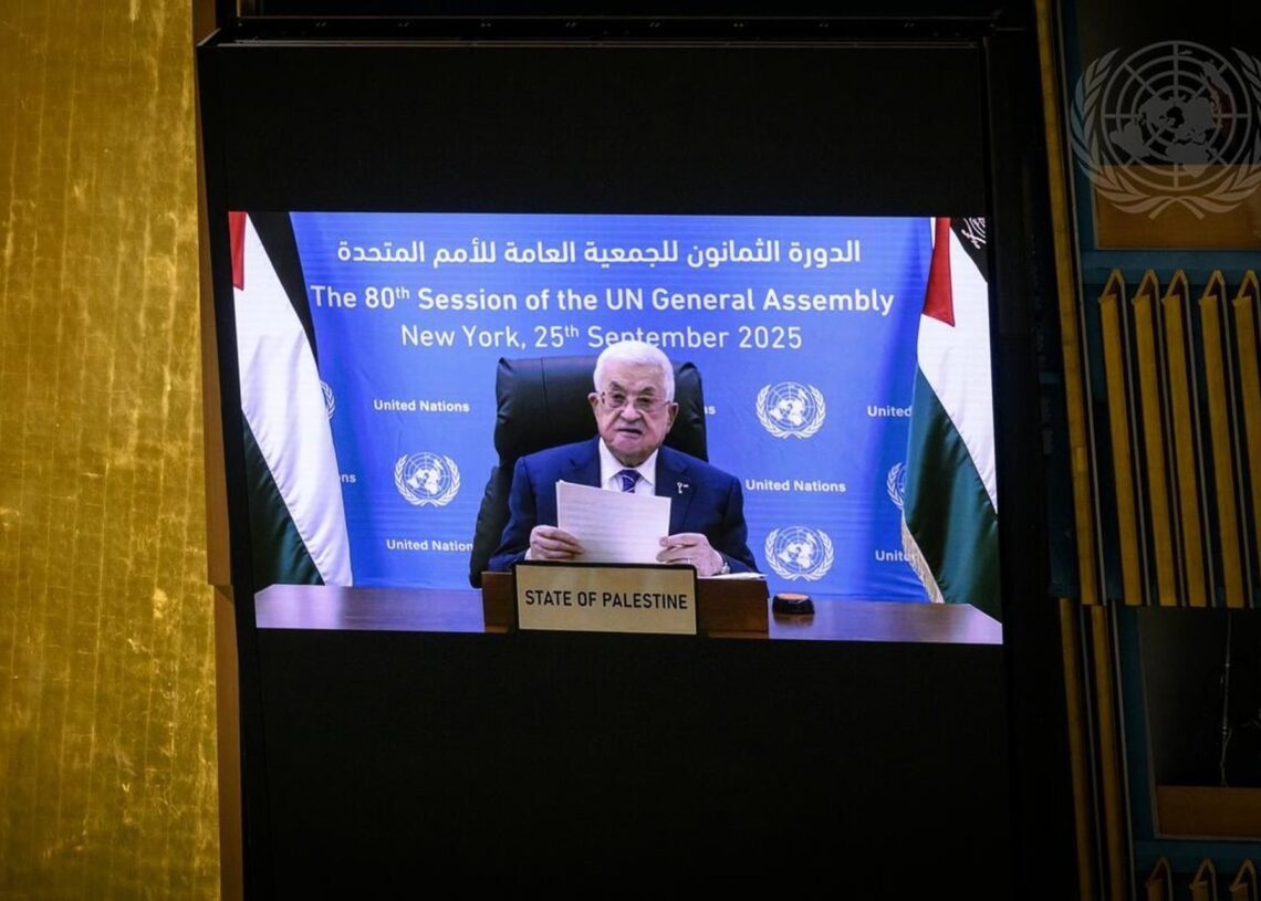 El presidente de la Autoridad Palestina, Mahmud Abbas, participa por videoconferencia en la 80º Asamblea General de la ONU.NACIONES UNIDAS
