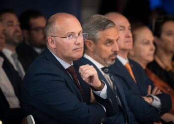 El secretario general del PP, Miguel Tellado, durante la inauguración del Campus FAES 2025: Europa y el futuro del vínculo atlántico, en el Espacio Bertelsmann, a 17 de septiembre de 2025, en Madrid (España). Diego Radamés - Europa Press