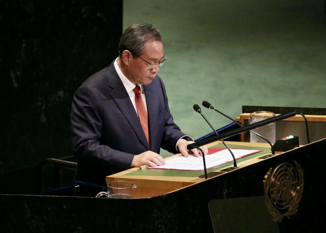 El primer ministro de China, Li Qiang, durante su intervención en la Asamblea General de la ONU.Europa Press/Contacto/Niyi Fote