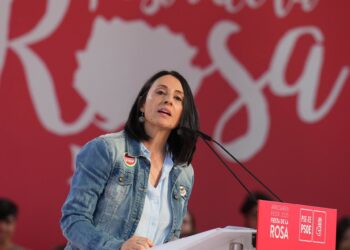 La secretaria de Organización del PSOE, Rebeca Torró, interviene en la Fiesta de la RosaH.Bilbao - Europa Press
